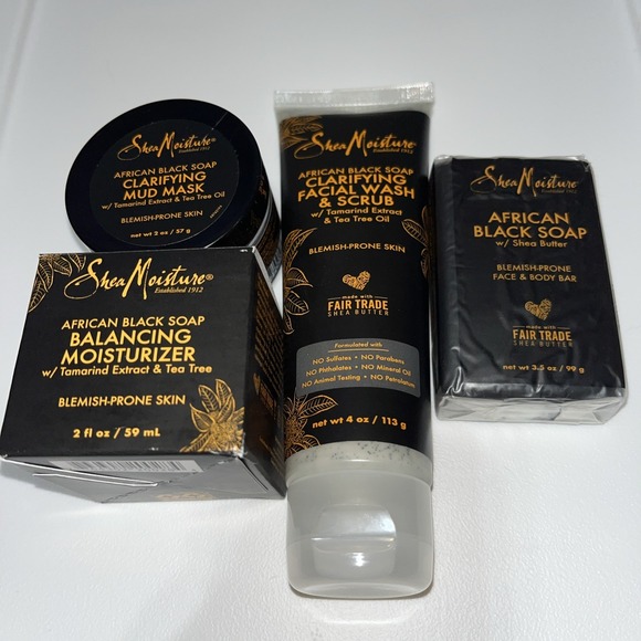 Lot Of 4 Shea Moisture Skin Products moisturizer mud mask African soap Scrub - Picture 1 of 2